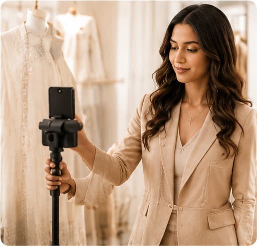 Creator filming a fashion video