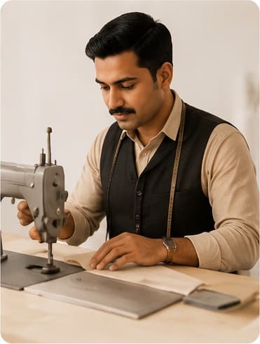 Tailor working at a sewing machine