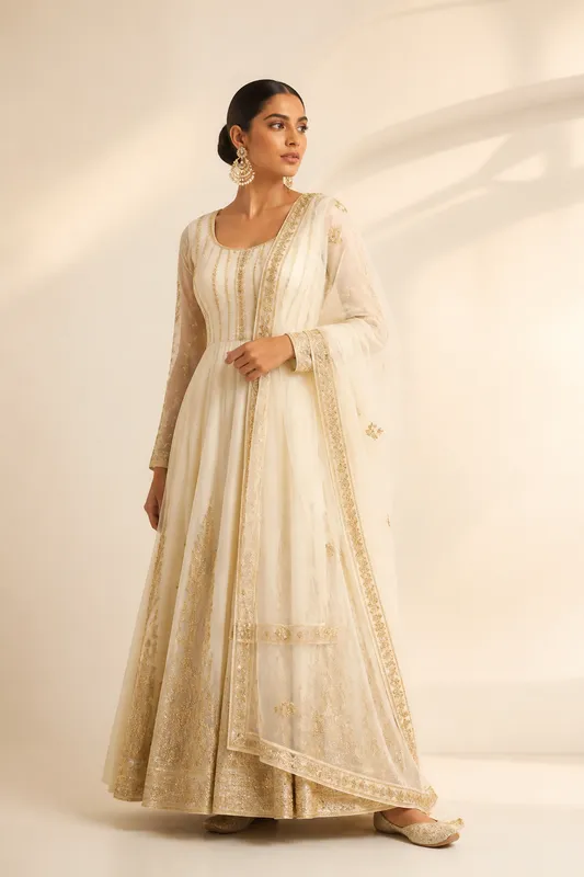 Embroidered Anarkali Set