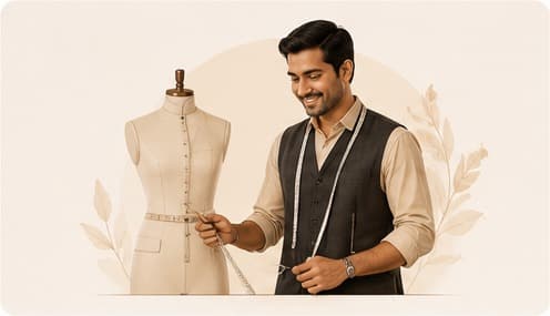 Tailor measuring a garment on a mannequin
